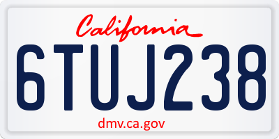 CA license plate 6TUJ238