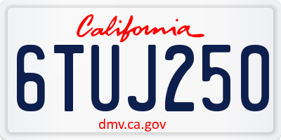 CA license plate 6TUJ250