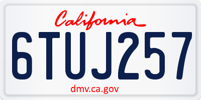 CA license plate 6TUJ257