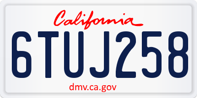 CA license plate 6TUJ258