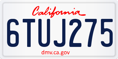 CA license plate 6TUJ275