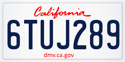 CA license plate 6TUJ289