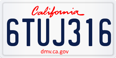 CA license plate 6TUJ316