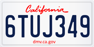 CA license plate 6TUJ349