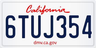 CA license plate 6TUJ354