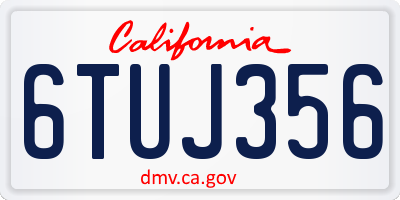 CA license plate 6TUJ356