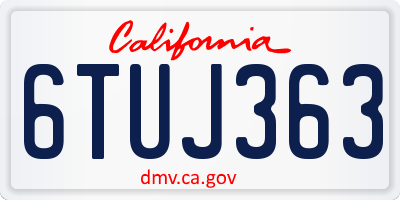 CA license plate 6TUJ363