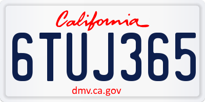 CA license plate 6TUJ365