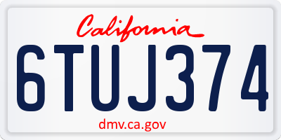 CA license plate 6TUJ374