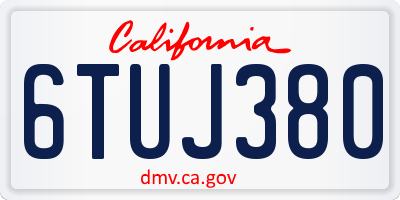CA license plate 6TUJ380