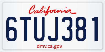 CA license plate 6TUJ381