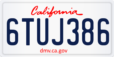 CA license plate 6TUJ386