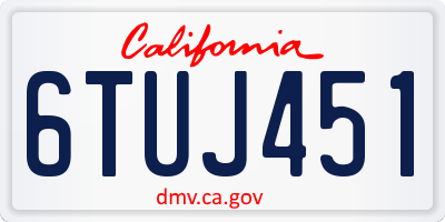 CA license plate 6TUJ451