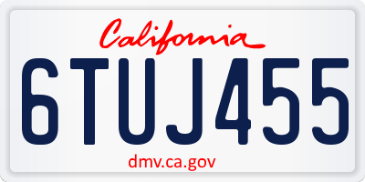 CA license plate 6TUJ455