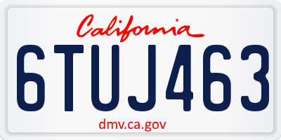CA license plate 6TUJ463