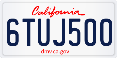 CA license plate 6TUJ500