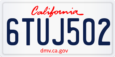 CA license plate 6TUJ502