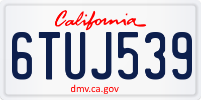 CA license plate 6TUJ539