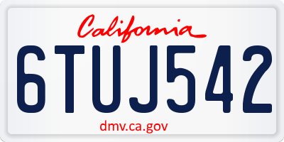 CA license plate 6TUJ542