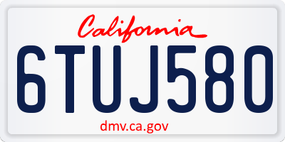 CA license plate 6TUJ580