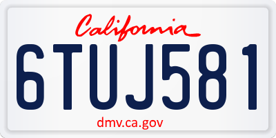 CA license plate 6TUJ581