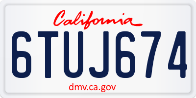 CA license plate 6TUJ674