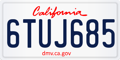 CA license plate 6TUJ685