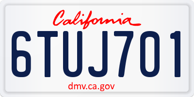 CA license plate 6TUJ701