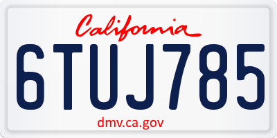 CA license plate 6TUJ785
