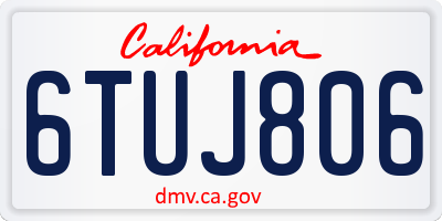 CA license plate 6TUJ806