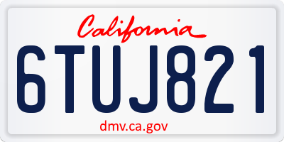 CA license plate 6TUJ821