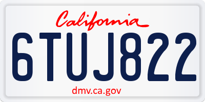 CA license plate 6TUJ822