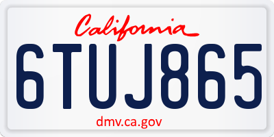 CA license plate 6TUJ865