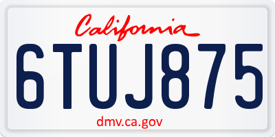CA license plate 6TUJ875
