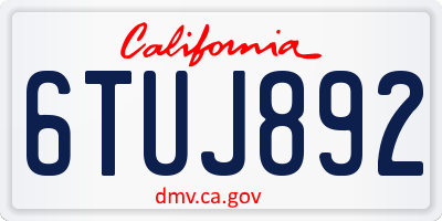CA license plate 6TUJ892