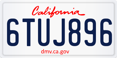 CA license plate 6TUJ896