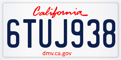 CA license plate 6TUJ938