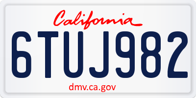 CA license plate 6TUJ982