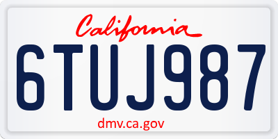 CA license plate 6TUJ987