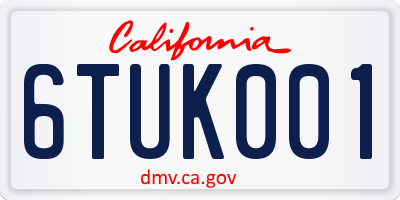 CA license plate 6TUK001