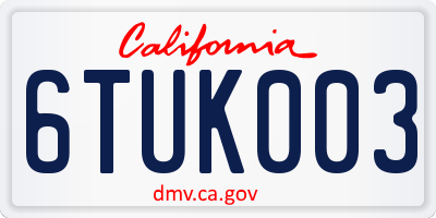 CA license plate 6TUK003