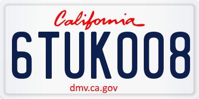 CA license plate 6TUK008