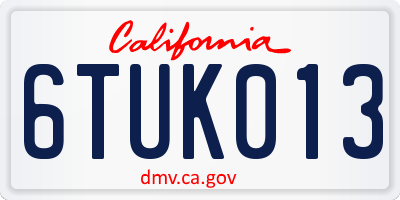CA license plate 6TUK013