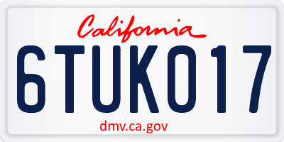 CA license plate 6TUK017