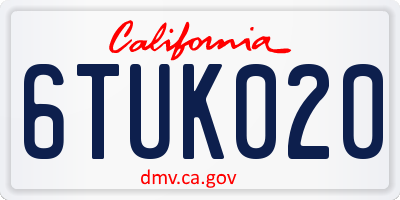 CA license plate 6TUK020