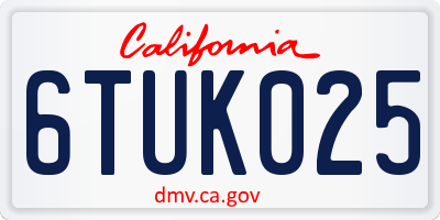 CA license plate 6TUK025