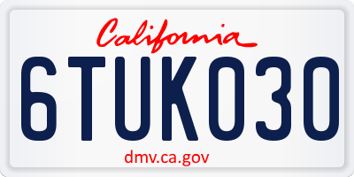 CA license plate 6TUK030