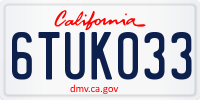 CA license plate 6TUK033