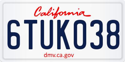 CA license plate 6TUK038