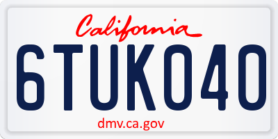 CA license plate 6TUK040